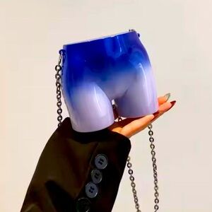 Blueberry Mist Mini Crossbody Bag with Pearl Strap. Parties and Everyday Style